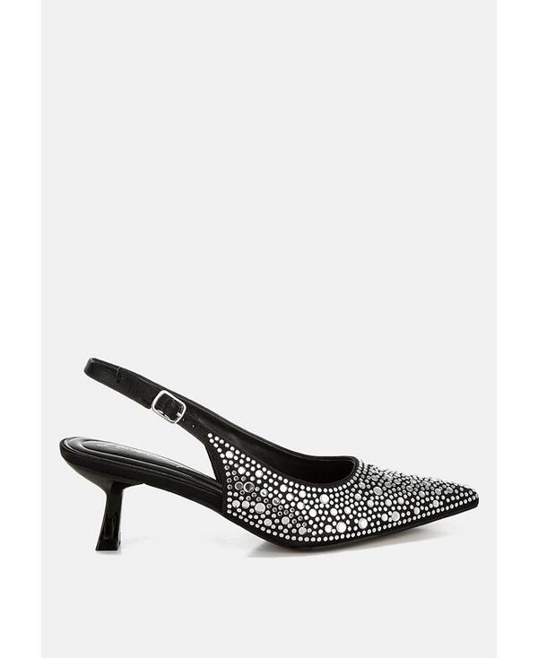 ロンドンラグ レディース シューズ サンダル London Rag Vernaos Pointed Toe Rhinestone Slingbacks Black 黒いこと