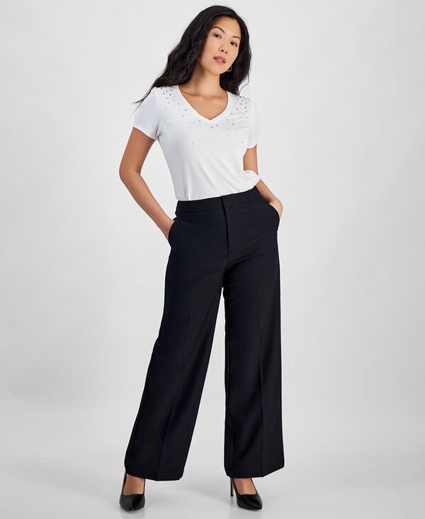 アイ.エヌ.シー インターナショナル コンセプト レディース ボトムス カジュアルパンツ プチ パンツ I.N.C. International Concepts Petite Wide-Leg Pants Deep Black ブラック