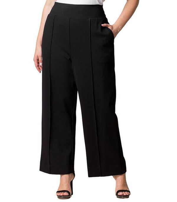 キヨナ レディース ボトムス カジュアルパンツ ワイドレッグ プラスサイズ パンツ Kiyonna Plus Size Polished Ponte Wide Leg Pants Black noir ブラック