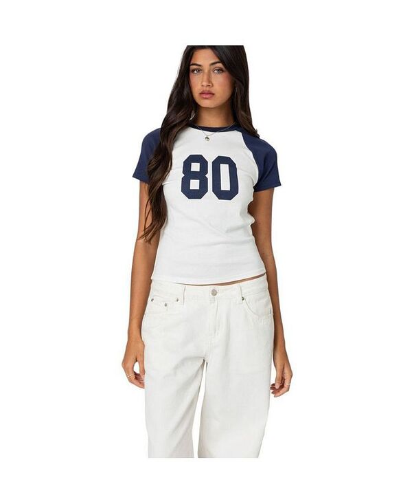 アディクテッド レディース トップス シャツ Edikted Women's 80'S Raglan T Shirt White ホワイト｜ReVida 店