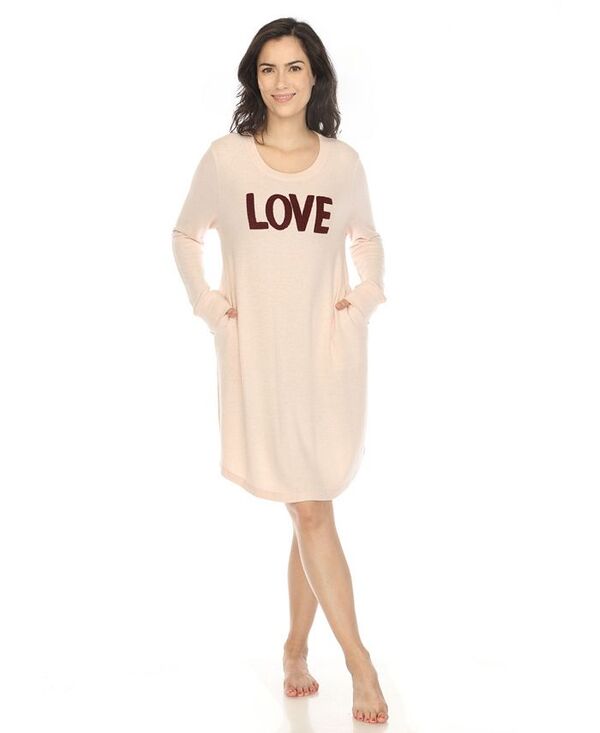 ホワイトマーク レディース トップス シャツ White Mark Women's Long Sleeve Sleepshirt Pink ピンク