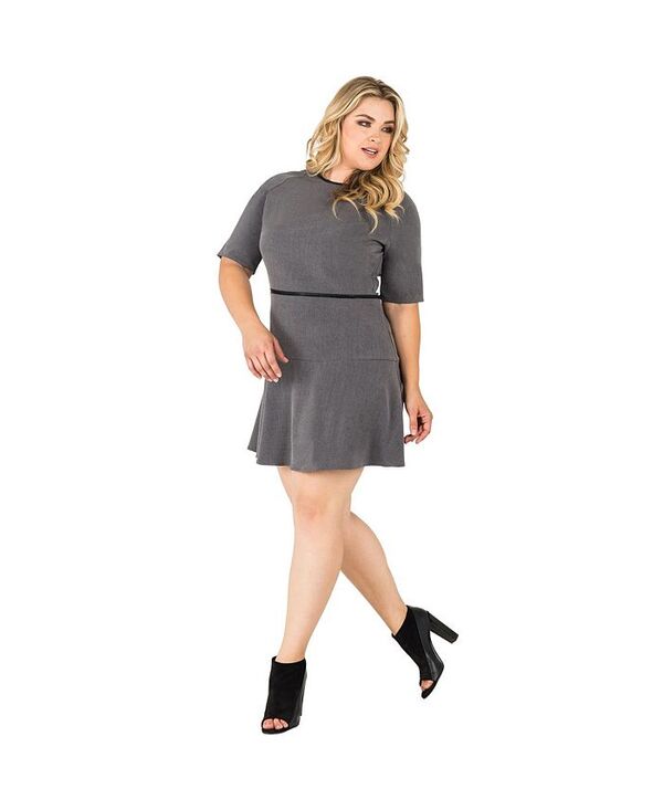 スタンダーズ アンド プラクティス レディース トップス ワンピース A ライン ミニワンピース プラスサイズ ミニ Standards & Practices Plus Size A-Line Suiting Zipper Mini Dress Charcoal チャコール