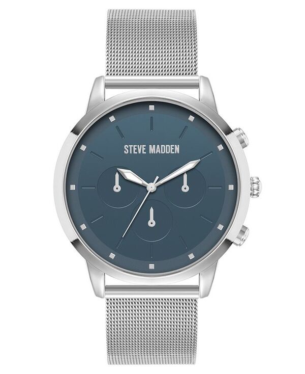 スティーブ マデン メンズ アクセサリー 腕時計 ミニ メッシュ Tシャツ Steve Madden Men Minimalist Blue and Silver-Tone Stainless Steel Mesh Watch 45mm Blue/Silver-Tone ブルー