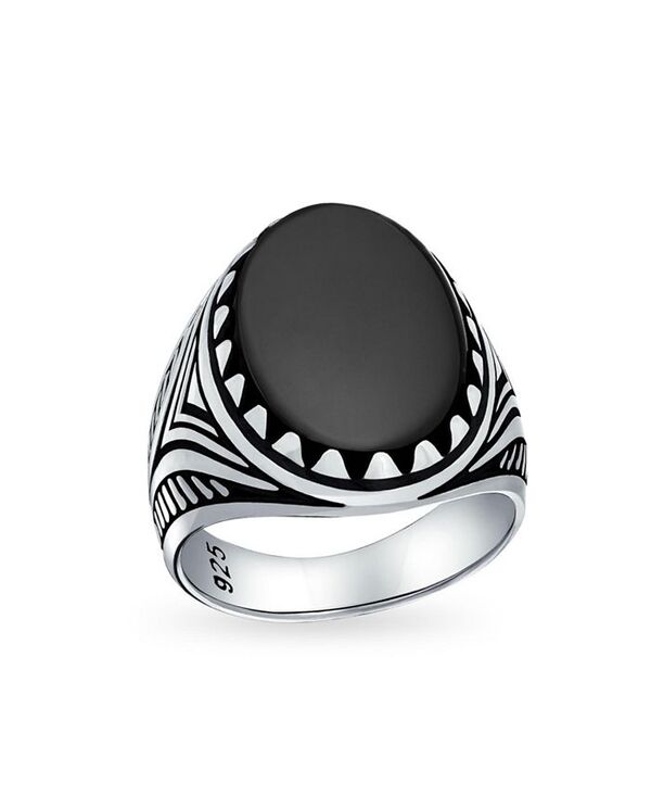 ブリング メンズ アクセサリー リング Bling Jewelry Natural Black Onyx Oval Cabochon Western Claw Ring Sterling Black ブラック