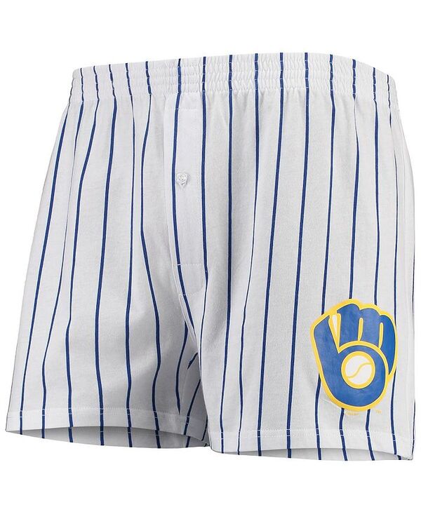 コンセプツ スポーツ メンズ ボトムス ハーフパンツ・ショーツ ショートパンツ Concepts Sport Men's White Milwaukee Brewers Vigor Boxer Shorts White ホワイト