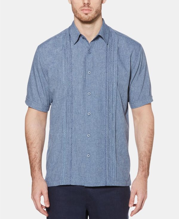キューバベラ メンズ トップス シャツ 刺繍 Cubavera Men's Geo Embroidered Panel Chambray Shirt Dress Blue ブルー