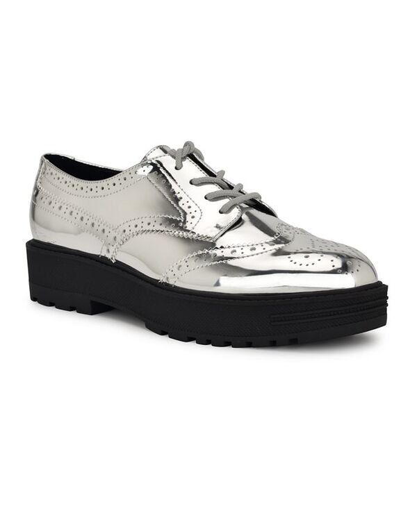ナインウェスト レディース シューズ パンプス プラットフォーム レース ローファー Nine West Women's Resttin Casual Lace-Up Platform Loafers Silver Mirror Metallic シルバー