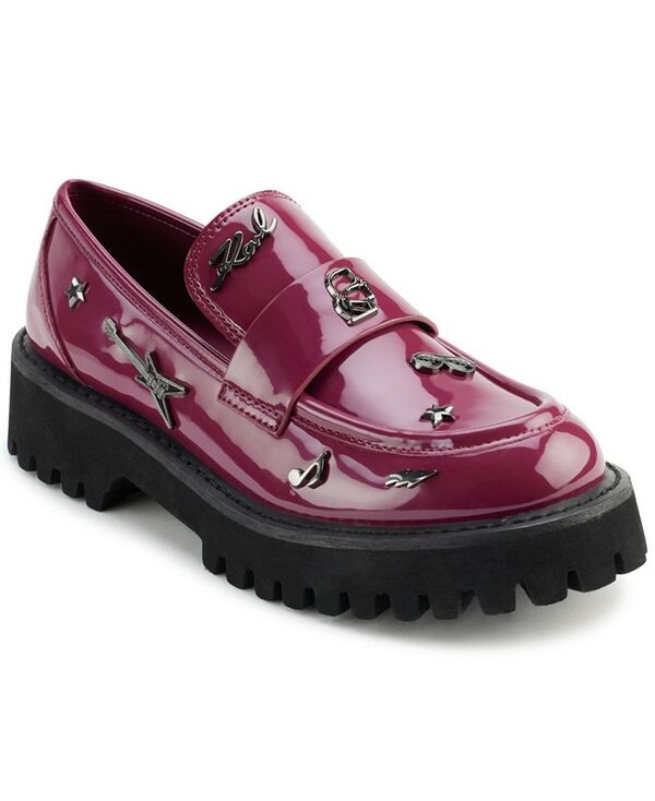 カール ラガーフェルド レディース シューズ パンプス ローファー KARL LAGERFELD PARIS Women's Gaston Rocker Almond Toe Loafers Red Plum レッド