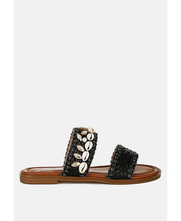 ロンドンラグ レディース シューズ パンプス サンダル London Rag Shellfish Raffia Slip On Sandals Black ブラック