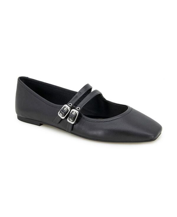 ケネスコール レディース シューズ パンプス Kenneth Cole New York Women's Jasmine Square Toe Ballet Flats Black Leather ブラック