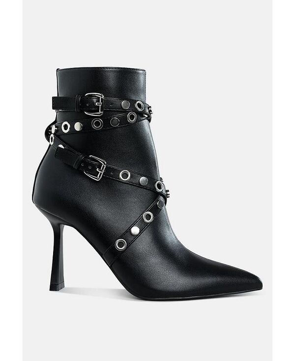 ロンドンラグ レディース シューズ ブーツ・レインブーツ アンクル ブーツ London Rag Jaunts Eyelets & Studs Harness Ankle Boots Black ブラック