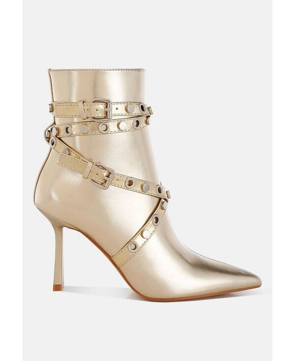 ロンドンラグ レディース シューズ ブーツ・レインブーツ アンクル ブーツ London Rag Jaunts Eyelets & Studs Harness Ankle Boots Gold ゴールド