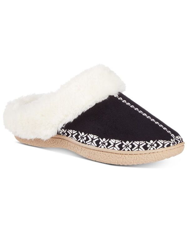 アイソトナー レディース シューズ サンダル Isotoner Signature Women's Clara Faux-Fur-Trim Clog Slippers Black ブラック