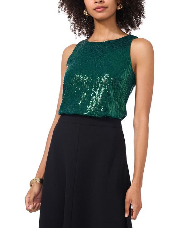 ヴィンスカムート レディース トップス シャツ スパンコール ノースリーブ Vince Camuto Women's Sequin Sleeveless Top Arresting Emerald エメラルド 8,125円