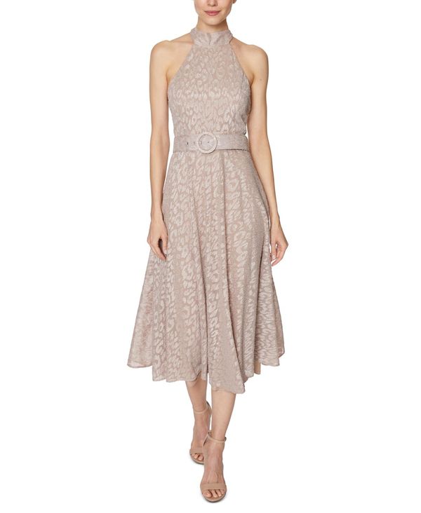 最高の 楽天市場 ランドリーバイシェリーシーガル レディース ワンピース トップス Animal Burnout Tie Neck Fit Flare Dress Tan Revida 楽天市場店 激安特価 Advance Com Ec