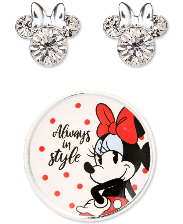 割引クーポン ディズニー レディース ピアス イヤリング アクセサリー Minnie Mouse Clear Crystal Stud In Sterling Silver With Bonus Trinket Dish Clear 注目の福袋 Qchfoundation Ca