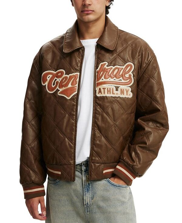 コットンオン メンズ アウター ジャケット・ブルゾン ジャケット COTTON ON Men's Applique Bomber Jacket Brown ブラウン