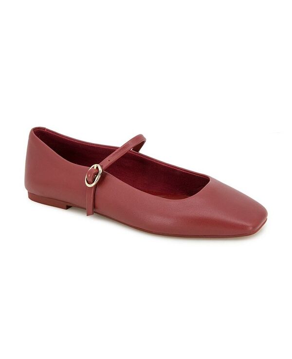 ケネスコール レディース シューズ パンプス Kenneth Cole New York Women's Jasper Square Toe Ballet Flats Rio Red Leather レッド