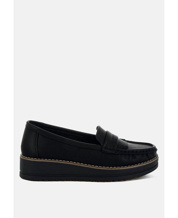 ロンドンラグ レディース シューズ パンプス ローファー フリンジ London Rag Croyda Fringed Nubuck Loafers Black ブラック