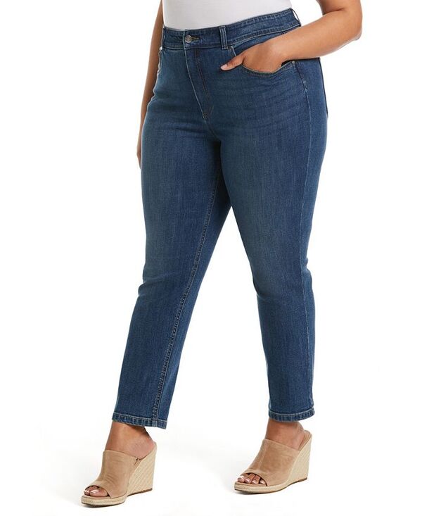 ラファエラ レディース ボトムス デニムパンツ ストレート プラスサイズ アンクル ジーンズ Rafaella Plus Size Modern Fit High Rise Straight Leg Ankle Jeans Coastal｜ReVida 店