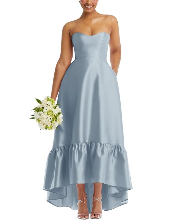 アルフレッド レディース トップス ワンピース フリル裾 プラスサイズ フリル サテン ストラップレス Alfred Sung Plus Size Strapless Deep Ruffle Hem Satin High Low Dress with Pockets Mist 34,320円