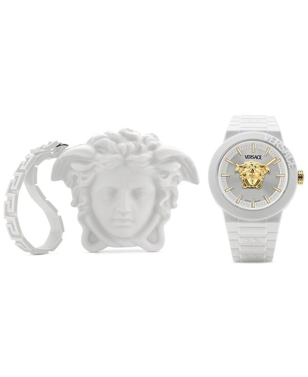 ヴェルサーチ メンズ アクセサリー 腕時計 Versace Men's Swiss V-Pop White Silicone Strap Watch 43mm White ホワイト