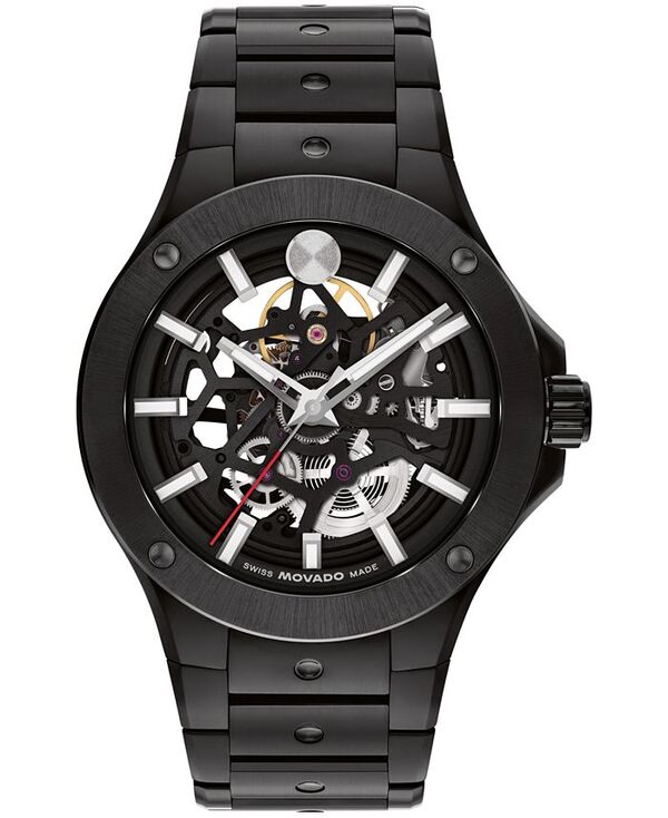 モバド メンズ 付属品 ウオッチ Movado Men\u0027s Alta S.E. Skeleton Swiss Automatic Black PVD Watch 43.50粍 Black 黒いこと メンズ腕時計-腕時計