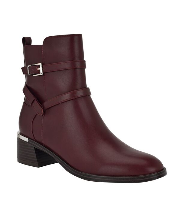 カルバンクライン レディース シューズ ブーツ・レインブーツ ヒール Calvin Klein Women's Jasen Block Heel Almond Toe Dress Booties Dark Red レッド