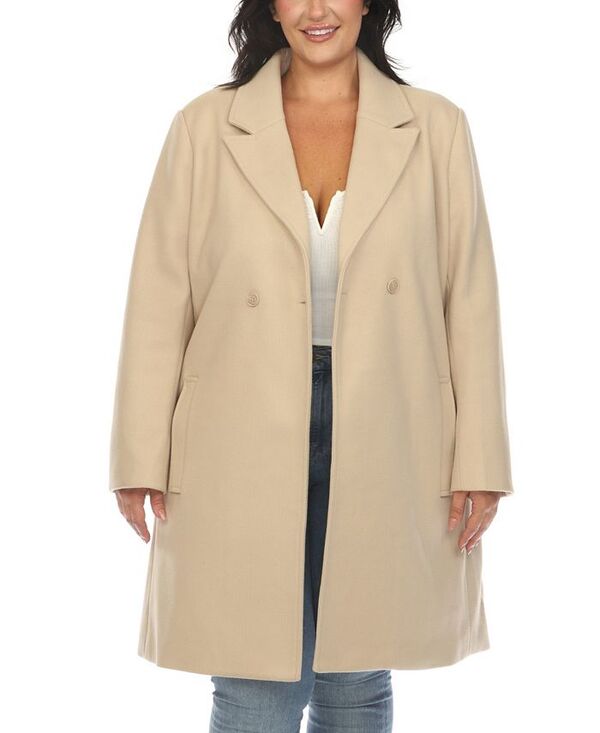 ホワイトマーク レディース アウター ジャケット・ブルゾン プラスサイズ コート White Mark Plus Size Classic Walker Coat Beige ベージュ
