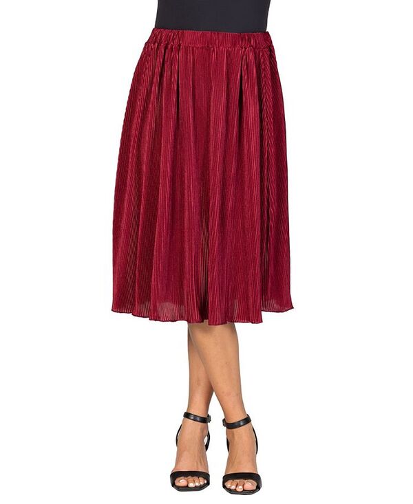 24 セブンコンフォート レディース ボトムス スカート プリーツ ミディ 24seven Comfort Apparel Women's Elegant Pleated Elastic Waist Party Midi Skirt Wine ワイン