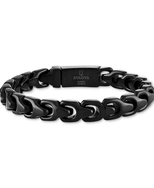 ブロバ メンズ アクセサリー ブレスレット・バングル・アンクレット Tシャツ Bulova Men's Black-Tone Stainless Steel Link Bracelet No Color ブラック