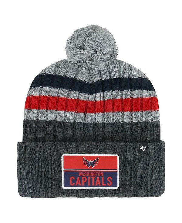 47 ブランド メンズ アクセサリー 帽子 キャップ ニット '47 Brand Men's Gray Washington Capitals Stack Patch Cuffed Knit Hat with Pom Gray グレー｜ReVida 店