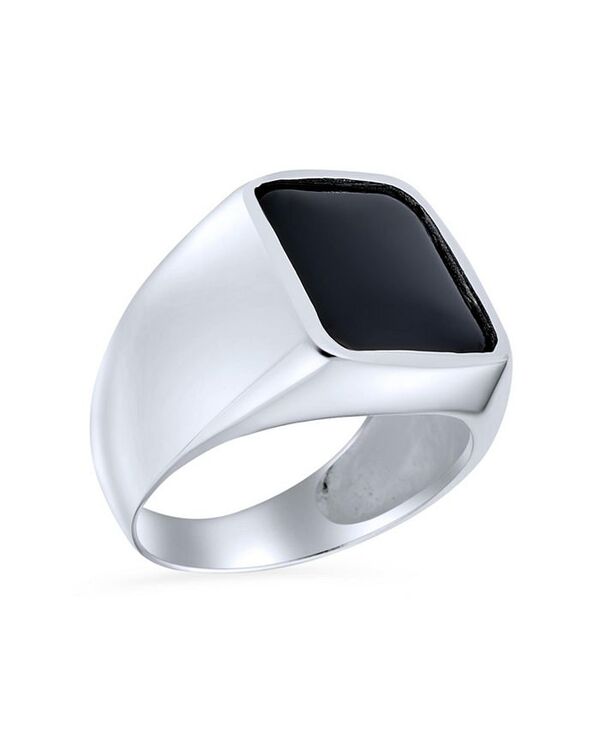 ブリング メンズ アクセサリー リング Bling Jewelry Classic Traditional Natural Black Onyx Rectangle Signet Ring Sterling Black ブラック