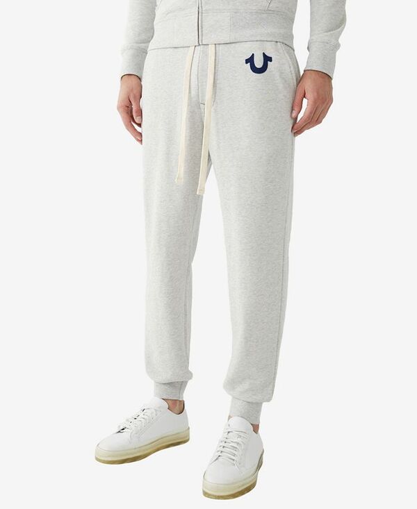 トゥルーレリジョン メンズ ボトムス カジュアルパンツ ジョガーパンツ ロゴ True Religion Men's Classic Logo Elastic Drawstring Joggers Oatmeal オートミール