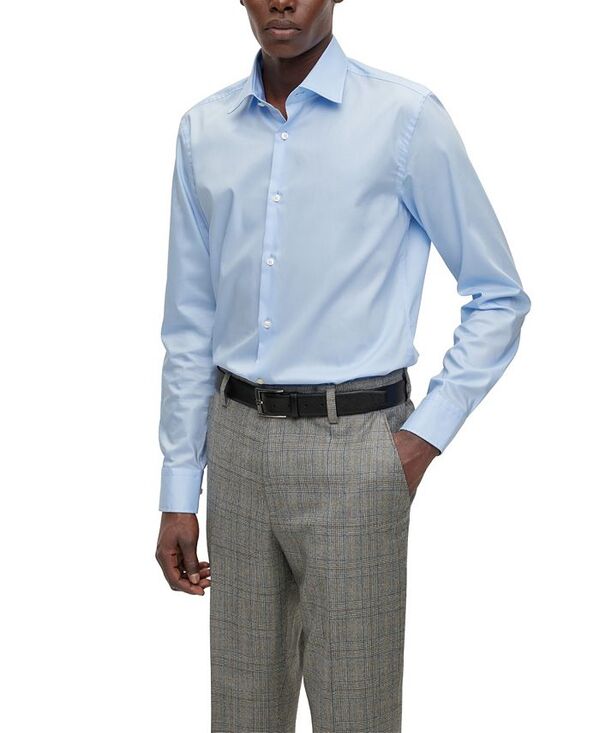 ヒューゴボス メンズ トップス シャツ Hugo Boss Men's Easy-Iron Slim-Fit Dress Shirt Light/Pastel Blue ブルー