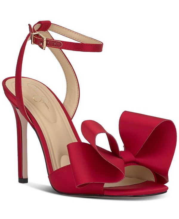 ジェシカシンプソン レディース シューズ サンダル ヒール Jessica Simpson Olivine Bow High-Heel Stiletto Dress Sandals Red Muse Satin レッド