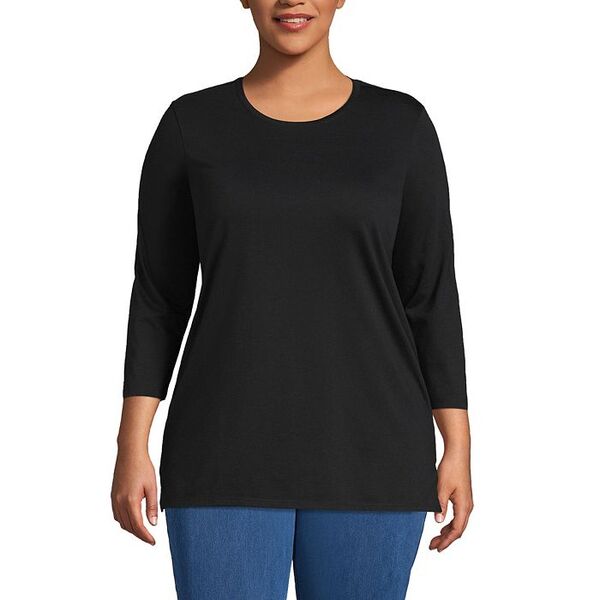 ランズエンド レディース トップス シャツ プラスサイズ コットン Lands' End Plus Size 3/4 Sleeve Cotton Supima Tunic Black ブラック 12,226円