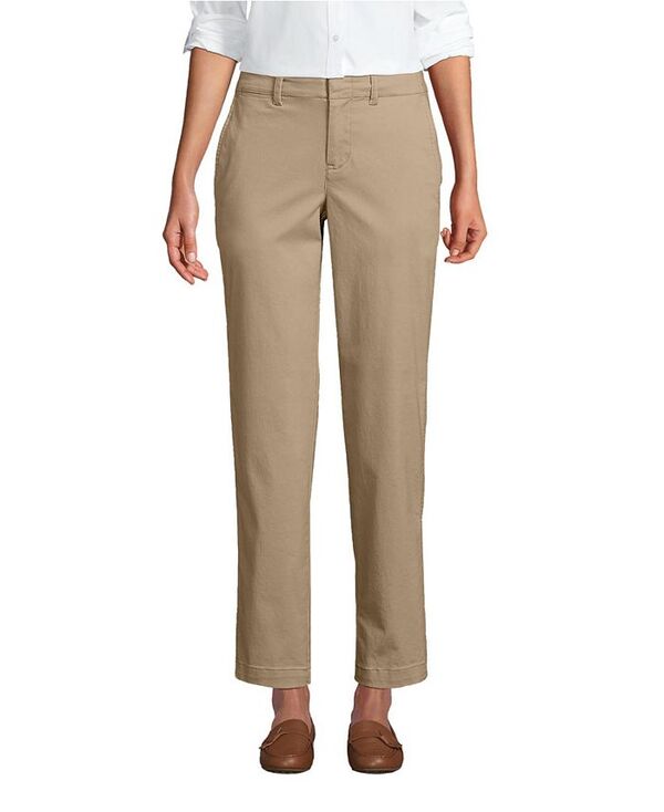 ランズエンド レディース ボトムス カジュアルパンツ ストレート パンツ アンクル Lands' End Women's Mid Rise Classic Straight Leg Chino Ankle Pants Desert tan タン