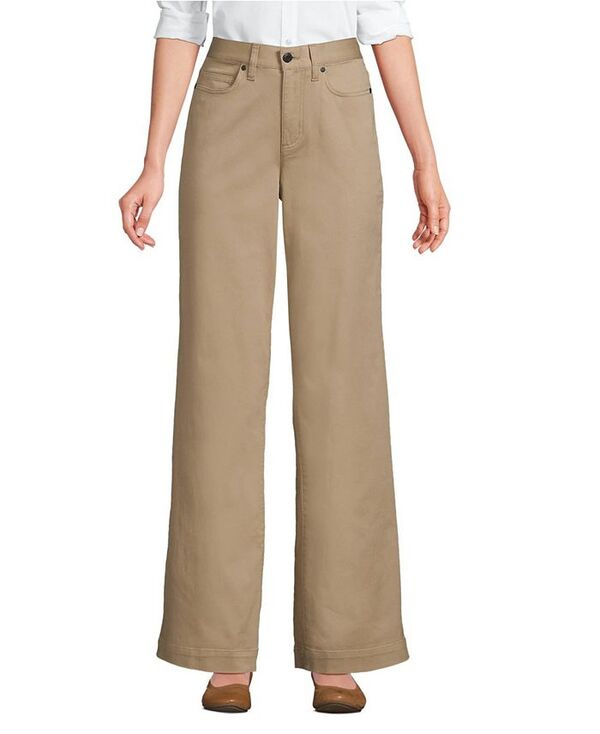 ランズエンド レディース ボトムス カジュアルパンツ ワイドレッグ パンツ Lands' End Women's High Rise 5 Pocket Wide Leg Chino Pants Desert tan タン｜ReVida 店