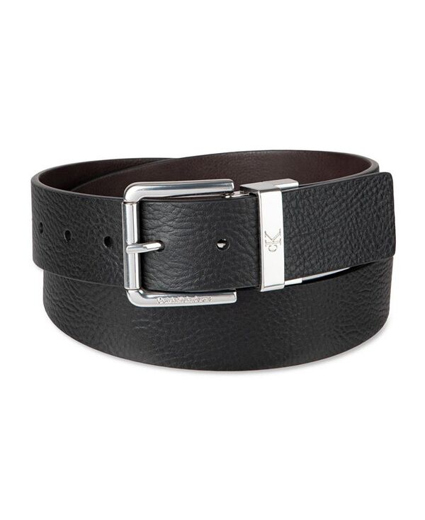 カルバンクライン メンズ アクセサリー ベルト Calvin Klein Men's Pebble Grain Reversible Jean Belt Black Brown ブラック|ReVida 店