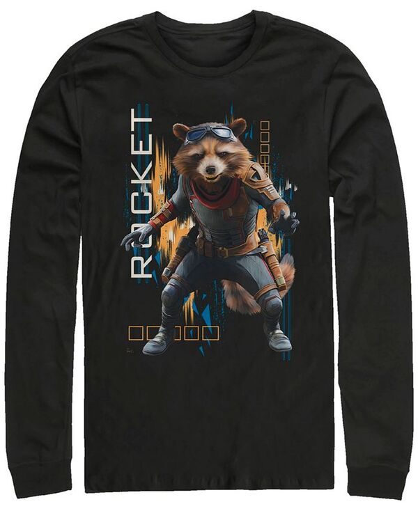 フィフスサン メンズ トップス Tシャツ Fifth Sun Marvel Men's Avengers Endgame Rocket Action Pose Long Sleeve T-shirt Black ブラック