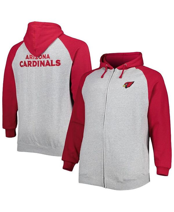 ファナティクス メンズ アウター ジャケット・ブルゾン トール フリース パーカー ジャケット Fanatics Men's Heather Gray Arizona Cardinals Big Tall Fleece Raglan Full-Zip Hoodie Jacket Heather Gray グレー