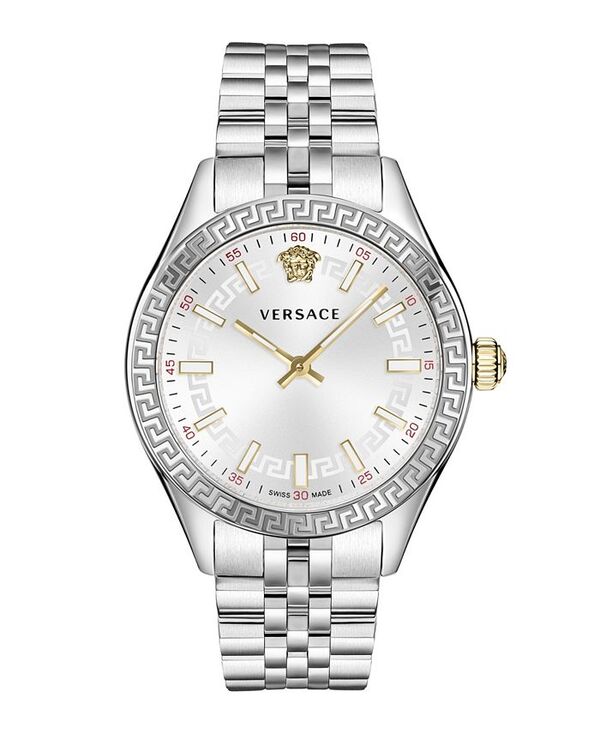 ヴェルサーチ レディース アクセサリー 腕時計 Tシャツ Versace Women's Hellenyium Silver Stainless Steel Bracelet Watch 36mm Silver シルバー