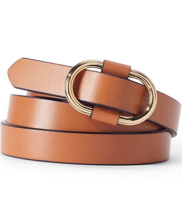 ランズエンド レディース アクセサリー ベルト レザー Lands' End Women's Adjustable Skinny Leather Belt Cognac