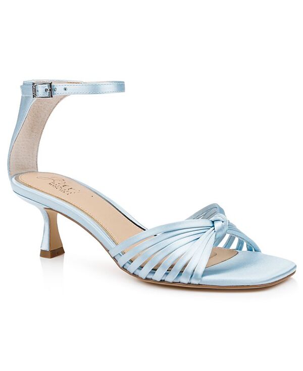 ジュウェルダグレイミシュカ レディース シューズ サンダル Jewel Badgley Mischka Women's Silvia Square Toe Dress Sandals Sky Blue Satin ブルー|ReVida 店