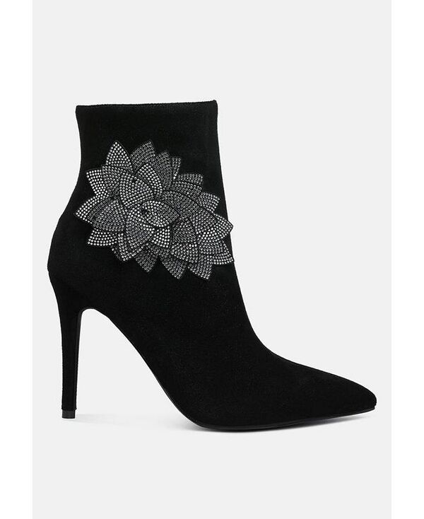 ロンドンラグ レディース シューズ ブーツ・レインブーツ London Rag Yarrow Rhinestones Petal Detail Boots Black ブラック