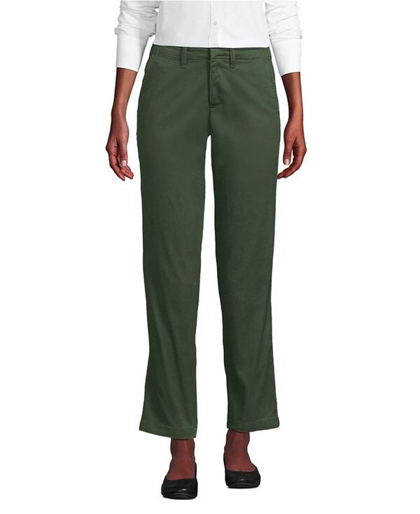 ランズエンド レディース ボトムス カジュアルパンツ ストレート パンツ アンクル Lands' End Women's Mid Rise Classic Straight Leg Chino Ankle Pants Estate green グリーン
