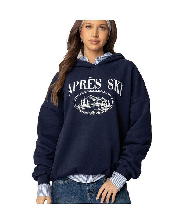 アディクテッド レディース アウター パーカー・スウェット パーカー Edikted Women's Apres Ski Oversized Hoodie Navy ネイビー|ReVida 店