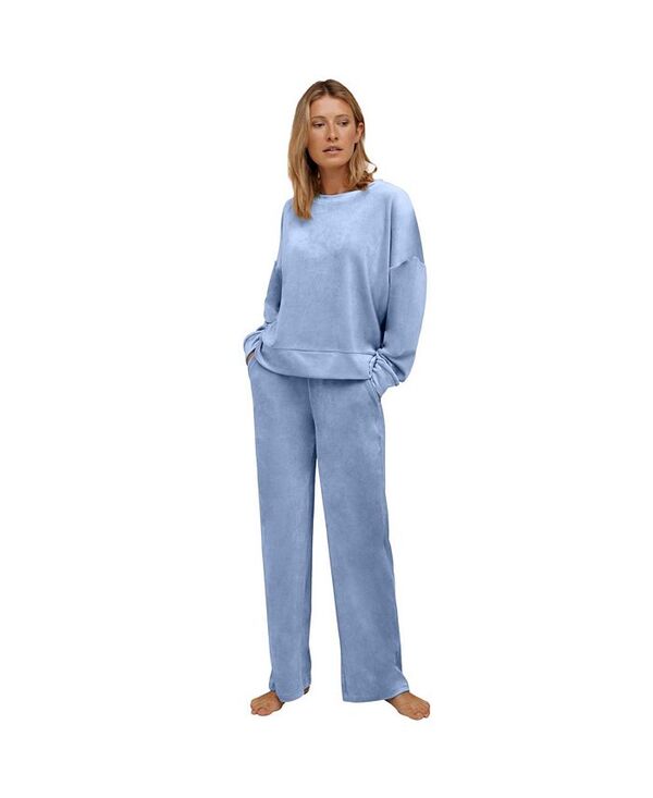 Ellos レディース アンダーウェア ナイトウェア ワイドレッグ プラスサイズ パンツ Ellos Plus Size Wide Leg Velour Lounge Pants Pale indigo インディゴ