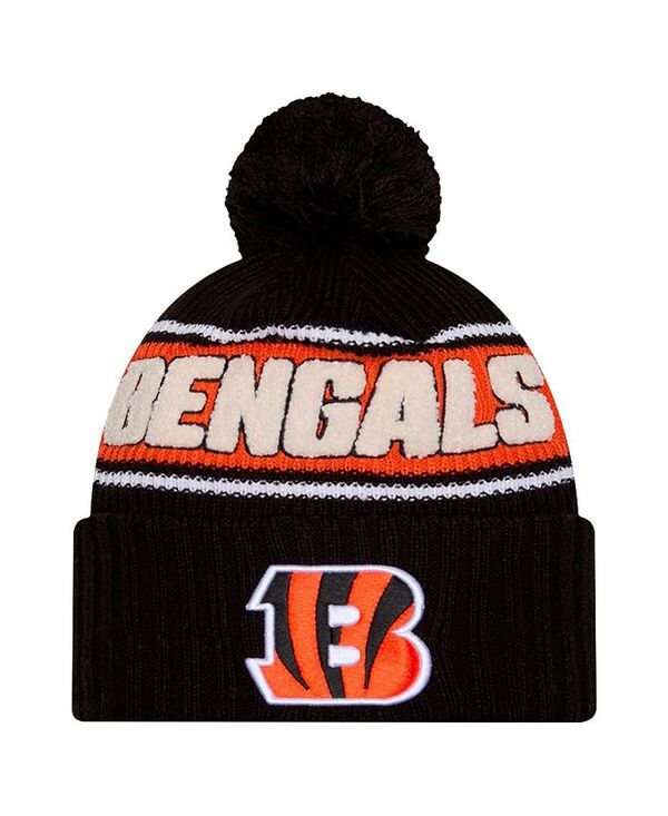 ニューエラ メンズ アクセサリー 帽子 ニット New Era Men's Black Cincinnati Bengals 2024 Sideline Cuffed Knit Hat with Pom Black ブラック 7,860円